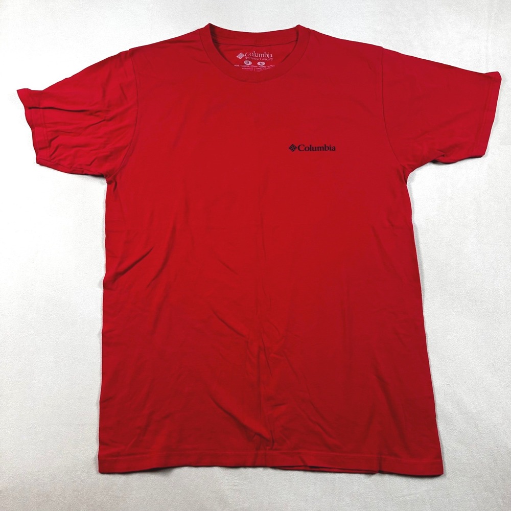 Columbia T Shirt Mens Medium Red Not All Who Wander Are Lost Graphic Tee SS